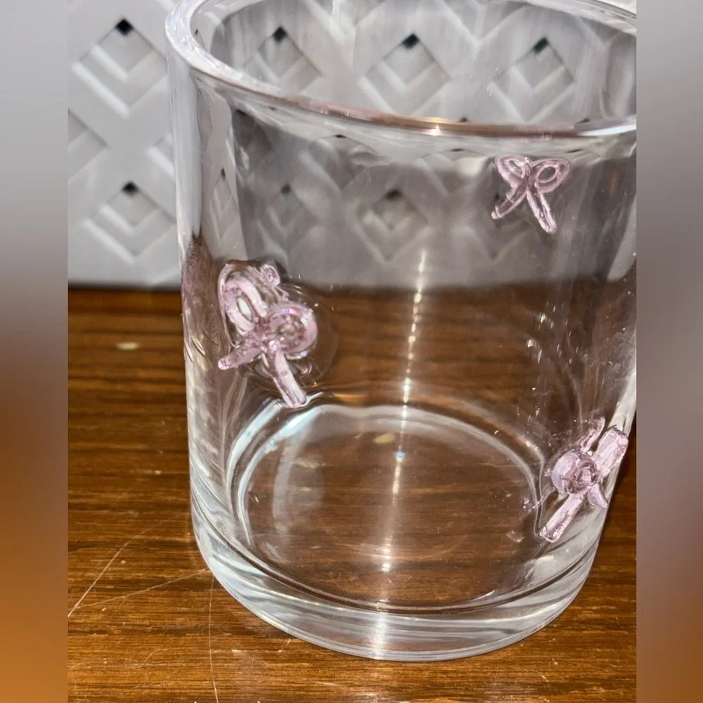 🎀 Thyme & Table 12 fl oz Pink Bows Charm Drinking Glass & Socks Set